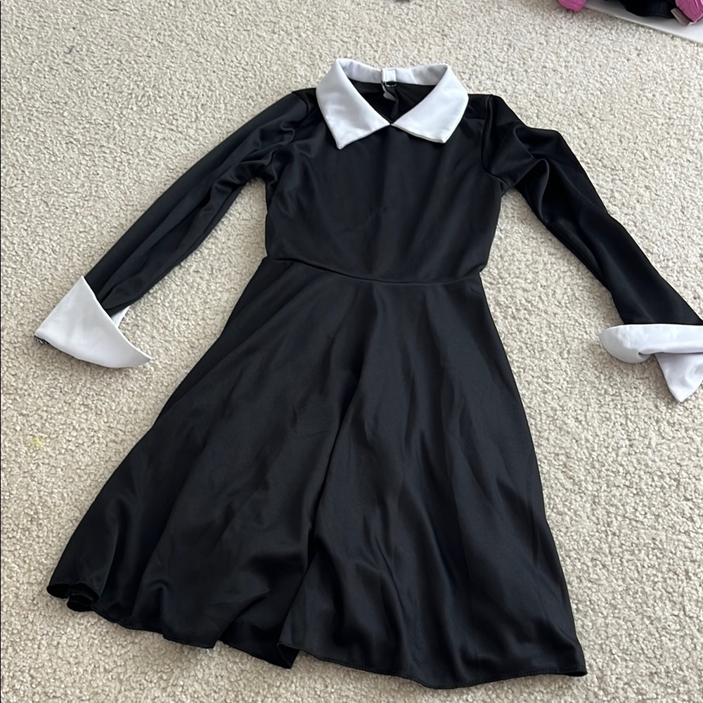 Black Dress with White Collar and Cuffs